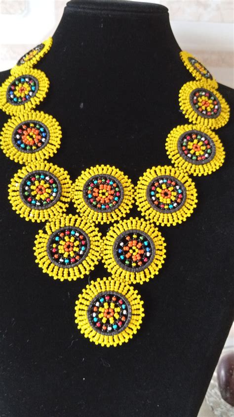 On Sale Yellow Zulu Beaded Necklace Zulu Beaded Jewelry Etsy