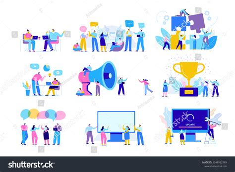 creative team characters flat vector set stock vector royalty