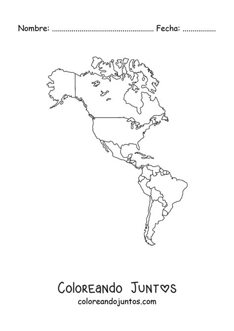 Mapa Del Continente Americano Sin Nombres Coloreando Juntos