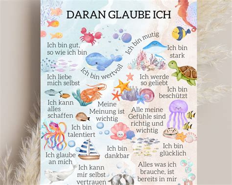 Poster Kinderzimmer Mit Positiven Affirmationen Positive Glaubenss Tze