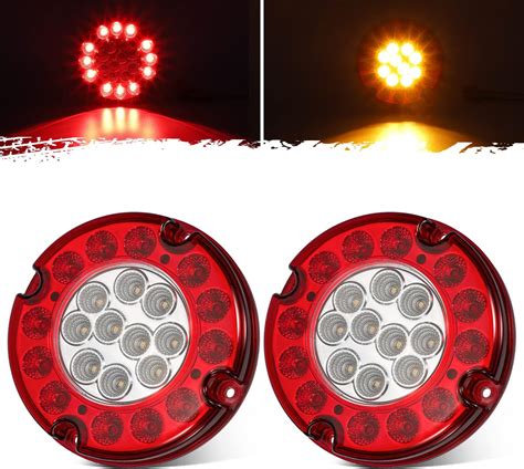 Amazon Partsam 2x 7 Round Stop Turn Tail Lights 22 LEDs Red Amber