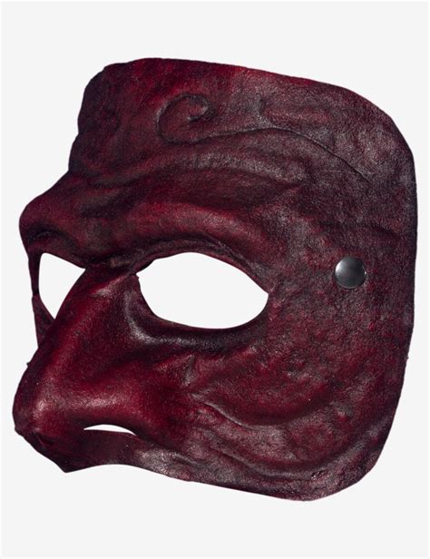 Male Red Leather Columbine Venetian Mask For Sale