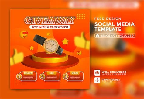 Premium Psd Giveaway Contest Promotion Social Media Post Template