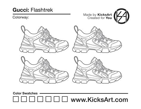 Gucci Flashtrek Sneaker Coloring Pages Created By Kicksart