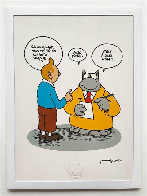 Philippe Geluck Le Chat Et Tintin 2020 Sérigraphie Sur Papier Gmund