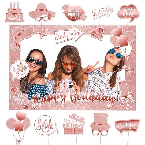 Buy Happy Birthday Photo Booth Props Rose Gold Birthday Party