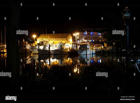 Marina at night - Lewes, DE Stock Photo - Alamy