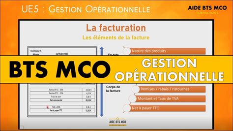 AIDE BTS MCO Les éléments d une FACTURE U5 GESTION OPÉRATIONNELLE