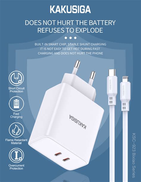 Bixiao Series Dual Port Smart Charger Set Eu Plug Type C To Kakusiga