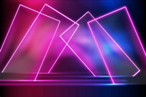 Premium Vector Colorful Geometric Shapes Neon Lights Background