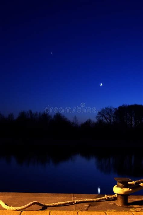 Moonbeam In River Stock Image Image Of Dark Color Glowing