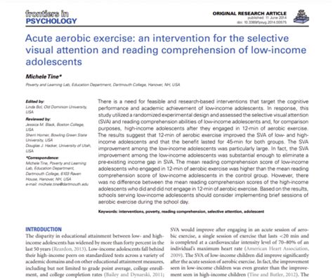 Acute Aerobic Exercise An Intervention For The Selective Visual