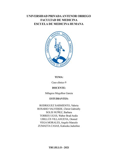 CASO Clínico Semana 9 bioca Bioquimica y Nutricion Humana UPAO