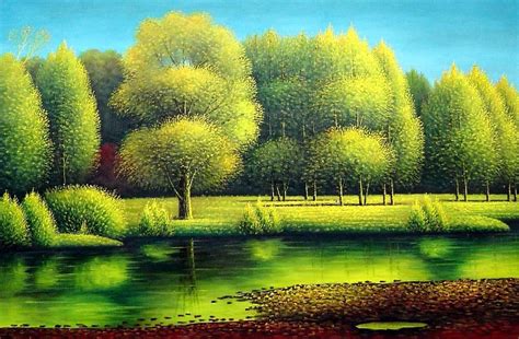 Nature of Beauty Landscape Oil Painting River Naturalism 24 x 36 Inches