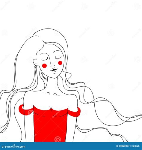 Vector Illustration Of Beautiful Girl In Red Dress Stock Vector