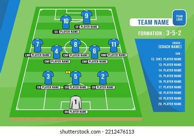 352 Football Team Formation Soccer Football เวกเตอรสตอก ปลอดคา