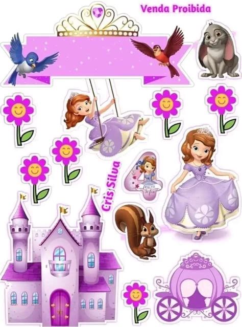 Plaquinha De Bolo Princesa Sofia Princess Cake Toppers Princess The