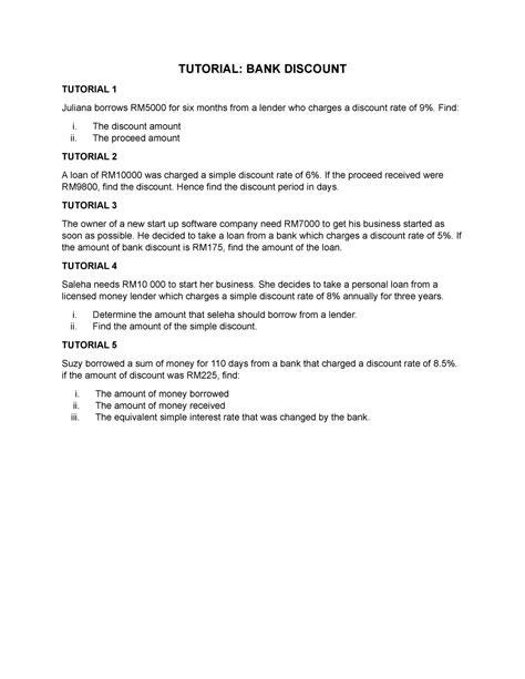 Tutorial BANK Discount - TUTORIAL: BANK DISCOUNT TUTORIAL 1 Juliana