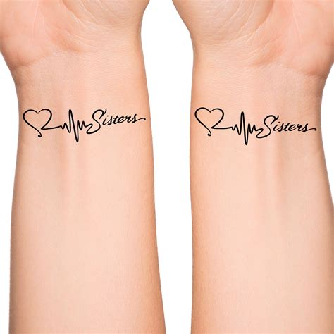 Sisters Heartbeat Temporary Tattoo / Matching Tattoos / Best Friends