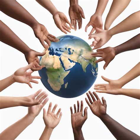 Premium Photo Diverse Hands Holding Up A Globe Illustrating Global