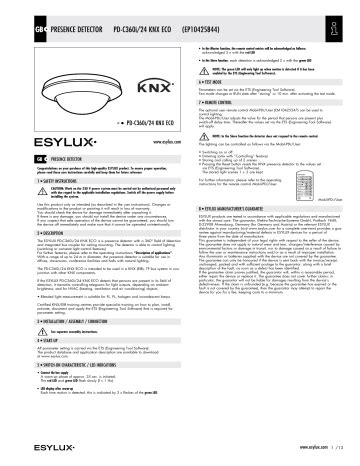 Esylux Pd C I Knx Eco User Instructions Manualzz