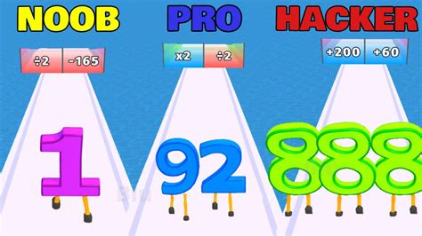 Noob Vs Pro Vs Hacker In Digit Run 3d Youtube