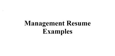 Management Resume Examples - BuildFreeResume.com