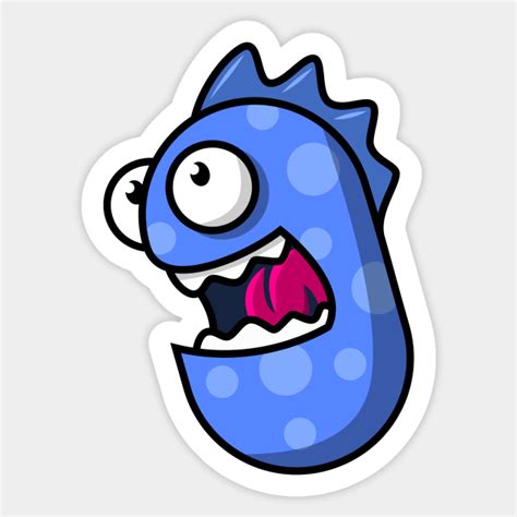 happy blue guy monster sticker teepublic