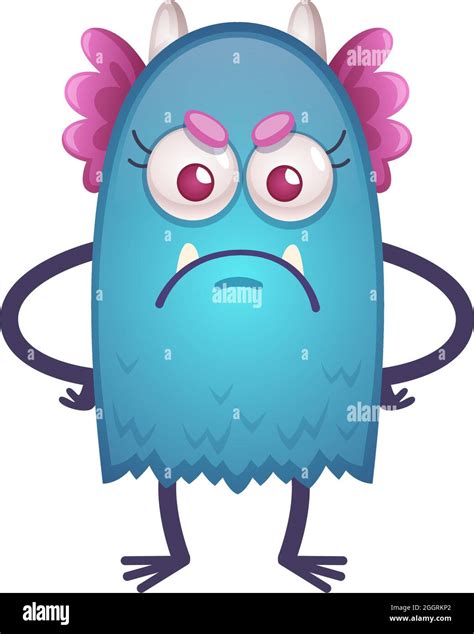 Cartoon icon with funny angry beast on white background vector ...