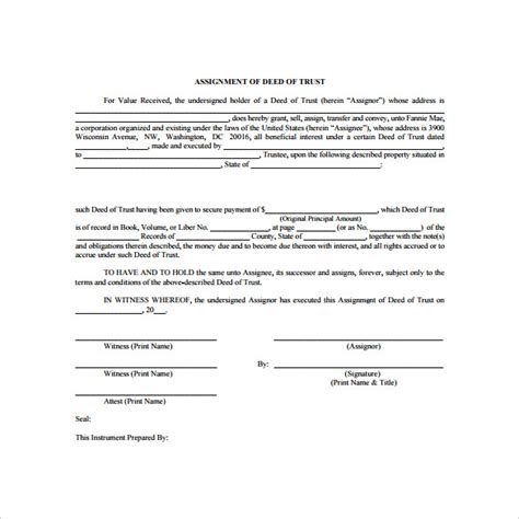 Deed Of Trust Template Free