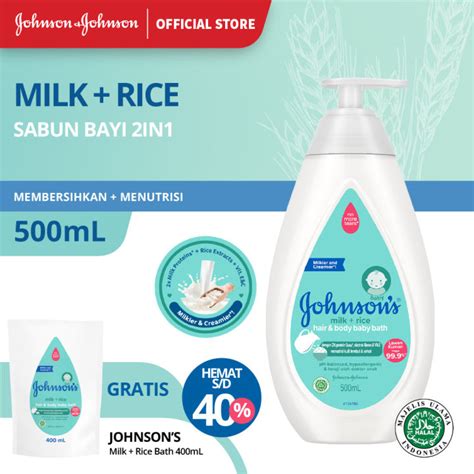 JOHNSON S Milk Rice Hair Body Baby Bath Sabun Bayi 2in1 500ml