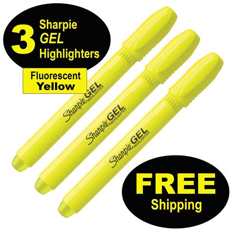 Sharpie 1780478 Gel Highlighter Fluorescent Yellow Pack Of 3 Ebay