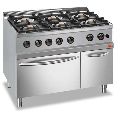 CUCINA 6 FUOCHI A GAS PROFESSIONALE SU FORNO ELETTRICO