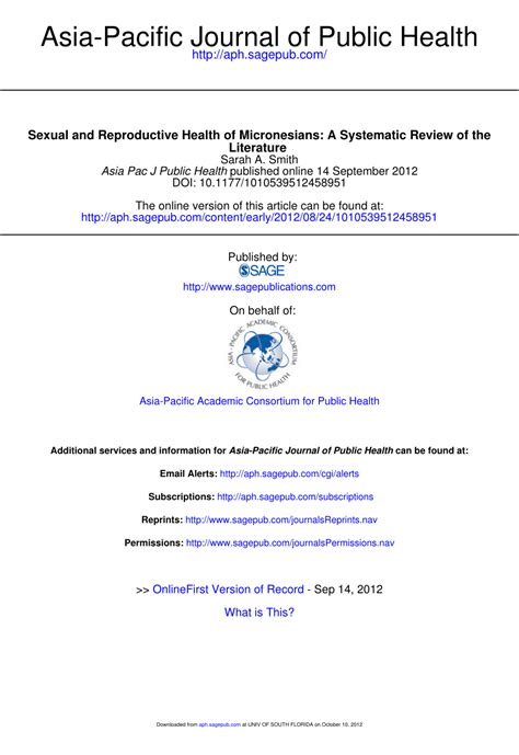 Pdf Sexual And Reproductive Health Of Micronesians A Systematic