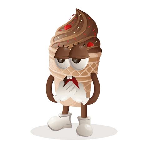 Premium Vector Cute Ice Cream Mascot With Bored Expression