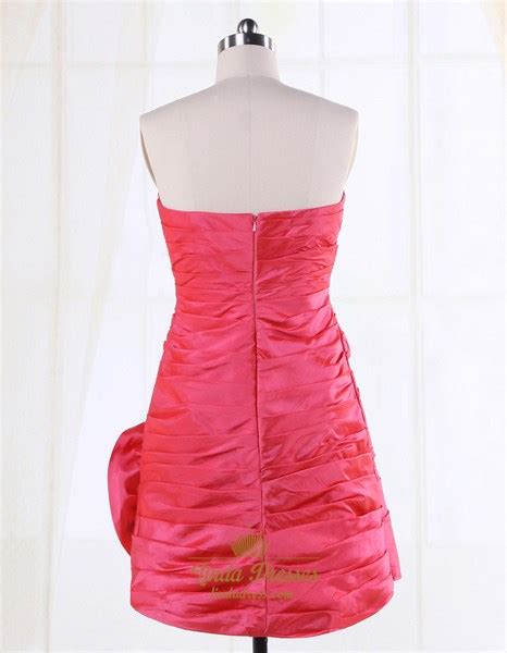 Hot Pink Strapless Cocktail Dress Short Strapless Empire Waist Dress