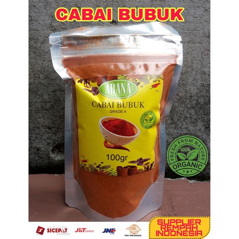 Jual Cabai Bubuk Eksport 100gr Grade A 100 Murni Kemasan Klip