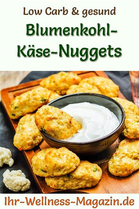 Low Carb Blumenkohl Käse Nuggets gesundes vegetarisches Hauptgericht