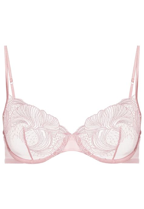 Camelia Pink Embroidered Tulle Underwired Bra La Perla Bra