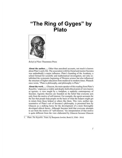 The Ring Of Gyges By Plato Philosophy Lander Edu