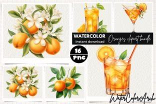 Oranges Bundle Watercolor Sublimation Graphic By WaterColorArch