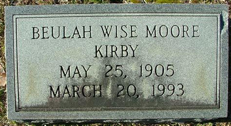 Beulah Wise Moore Kirby 1905 1993 Find A Grave Memorial