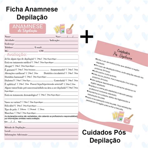 Kit Ficha Anamnese Bloco Cuidados P S Depila O Shopee Brasil