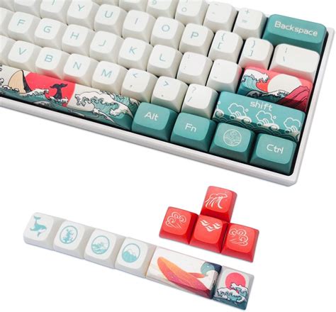 Buy Custom Keycaps, XDA Profile PBT Keycaps, Japanese Ukiyo-e Coral Sea ...