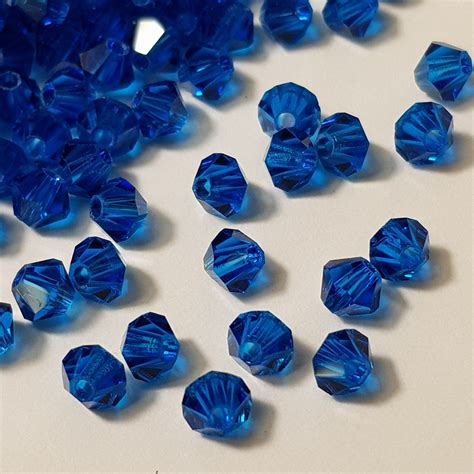 4mm Capri Blue Swarovski Bicone Faceted Crystal Beads Sands Of Time