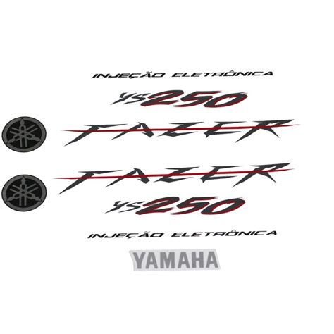 Jogo Adesivos Kit Faixa Yamaha Fazer 250 2008 Preta Emblemas Submarino