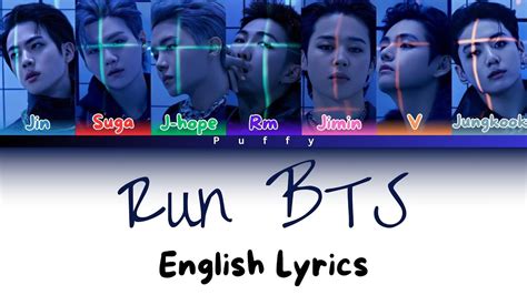 Bts Run Bts English Lyrics Color Coded Lyrics Youtube