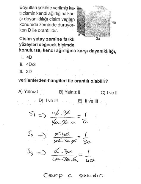 9 Sınıf Fizik Madde ve Özellikleri Dayanıklılık Çözümlü Sorular 18