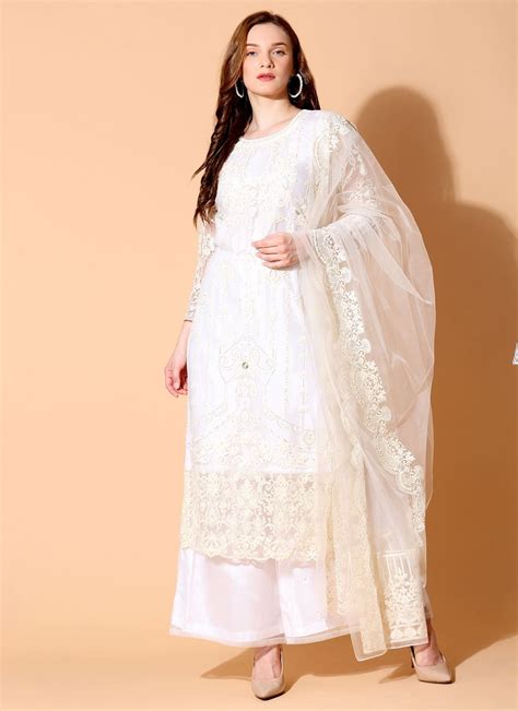 White Pakistani Salwar Kameez Dresses Images