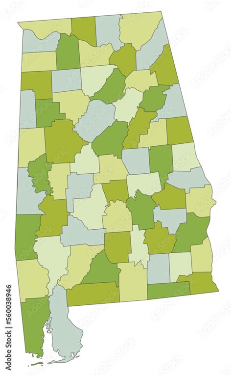 Highly detailed editable political map with separated layers. Alabama ...